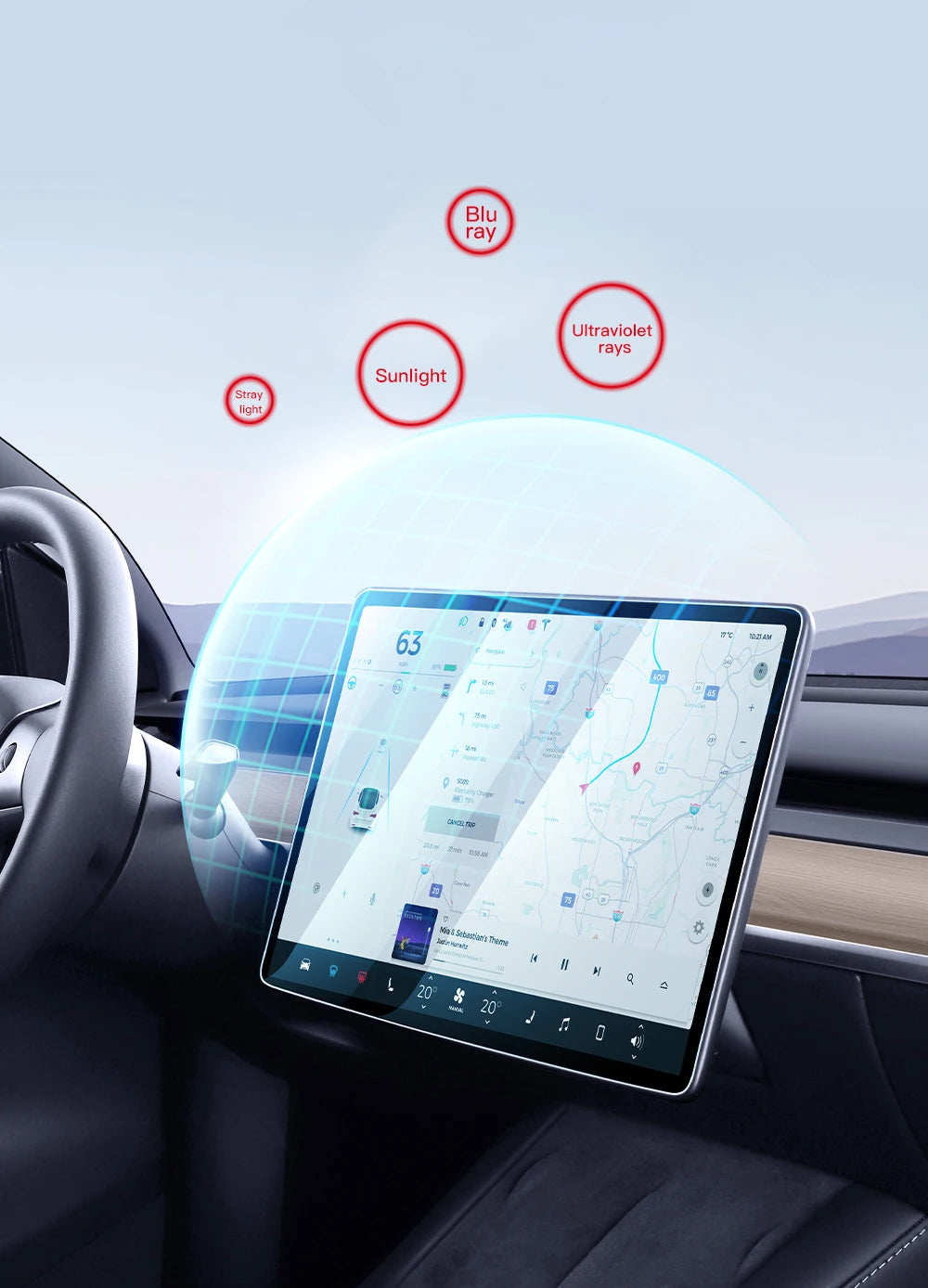 YZ Tempered Glass Screen Protector For Tesla Model 3 Y X 2023 2022 2021 Center Control Accessorie Tesla HD Film Protection