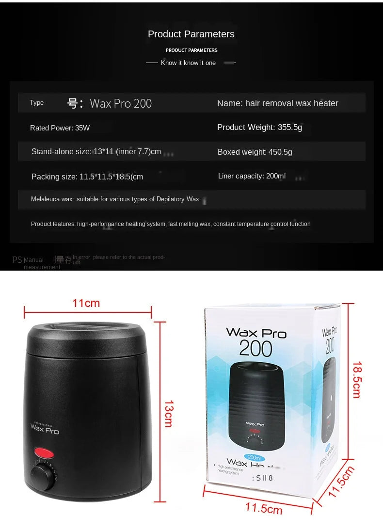 Waxing Machine for Hair Removal Hair Removal Wax Melting Machine 200ml Wax Heater Depilation Paraffin Warmer Waxing Dipping Pot