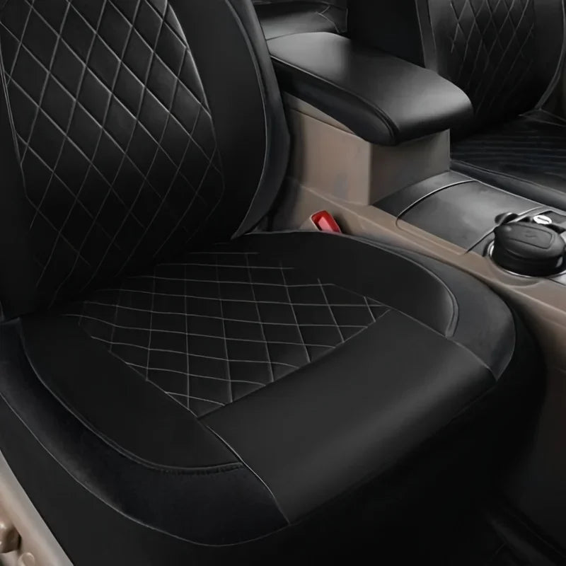 Upgrade Your Car Interior With 9Pcs/Set Quilted Leather Thread Pressing Seat Covers - Airbag Compatible & Breathable!