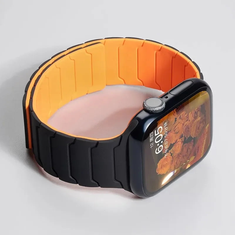 Magnetic Silicone Strap for Apple Watch Band Ultra 2 49mm 46mm 45mm Bracelet for Iwatch Series 10 9 8 7 6 SE 5 38 44mm 42mm 40mm