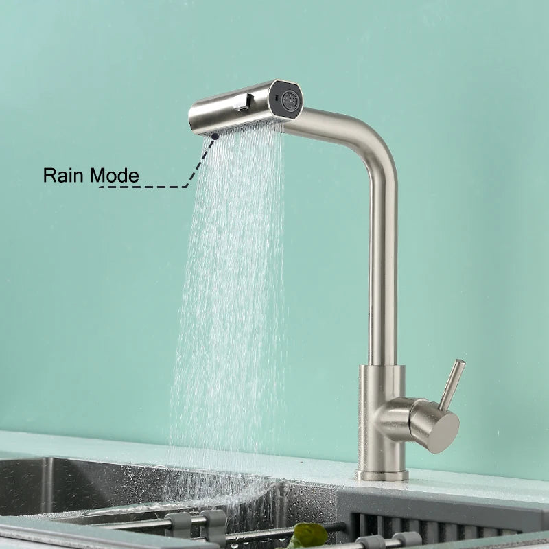 Baokemo stainless steel pull down water tap Single Handle sink three-in-one Hot And Cold kitchen faucet