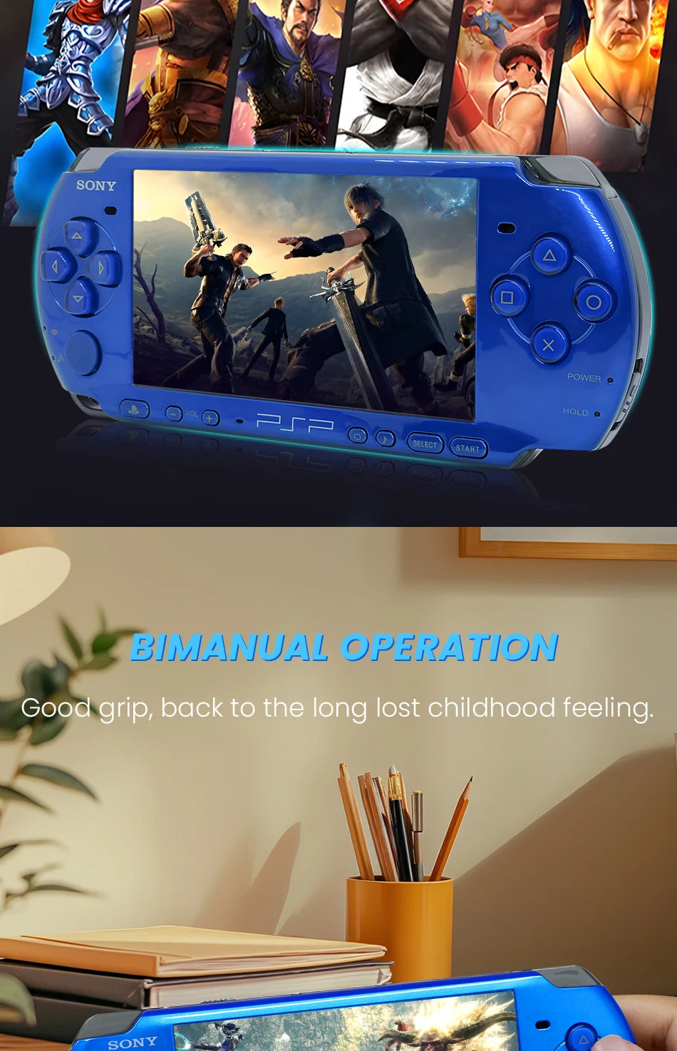 PlayStation PSP 3000 VIBRANT BLUE (PSP-3006) Original Game Console Sony PSP3000 Handheld Arcade Game Console (+Free Games)