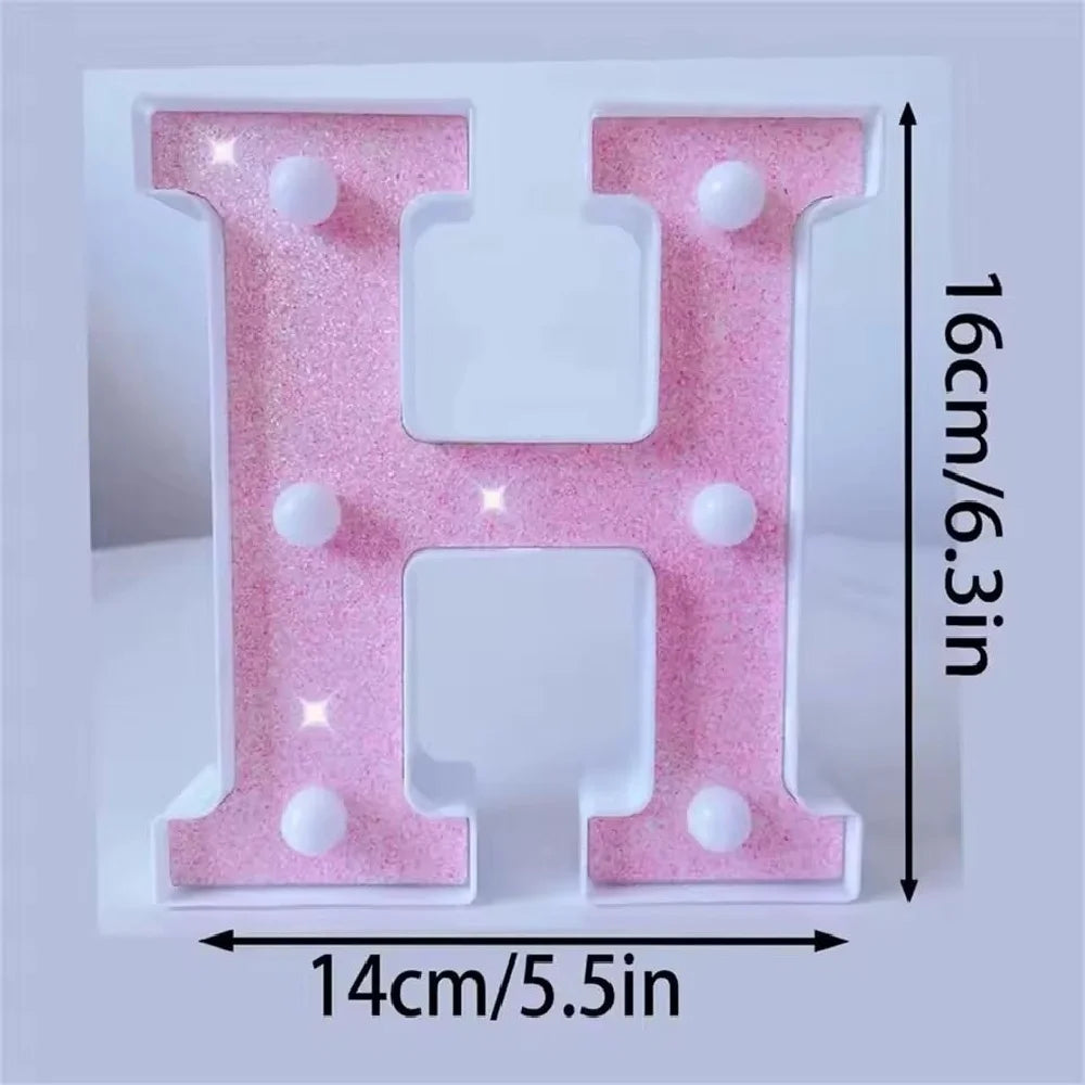 1PC 16cm LED Letter&Number Lights For Wedding,Proposal,Birthday,Party,Photo Props,Battery Powered Pink Glitter Decorative Lights