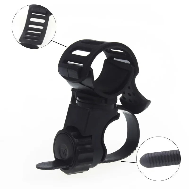 20-45mm Bicycle Flashlight Holder Mount 360° Adjustable Rubber Straps Cycle Bike Front Torch LED Headlight Clamp Clip Bracket