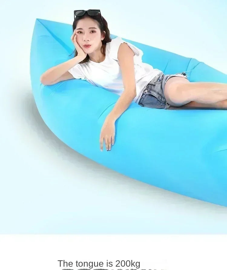Lazy Inflatable Sofa Home Living Room Recliner Foldable Sleeping Bag Beach Camping Air Bed Outdoor Backyard Lunch Break Mattress