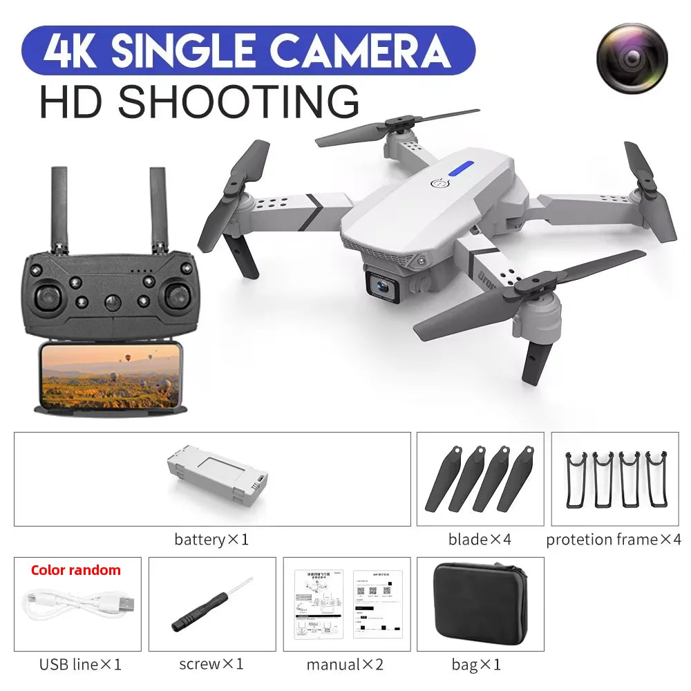 KBDFA 2023 New E88 Pro WIFI FPV Drone Wide Angle HD 4K 1080P Camera Height Hold RC Foldable Quadcopter Dron Helicopter Toys Gift