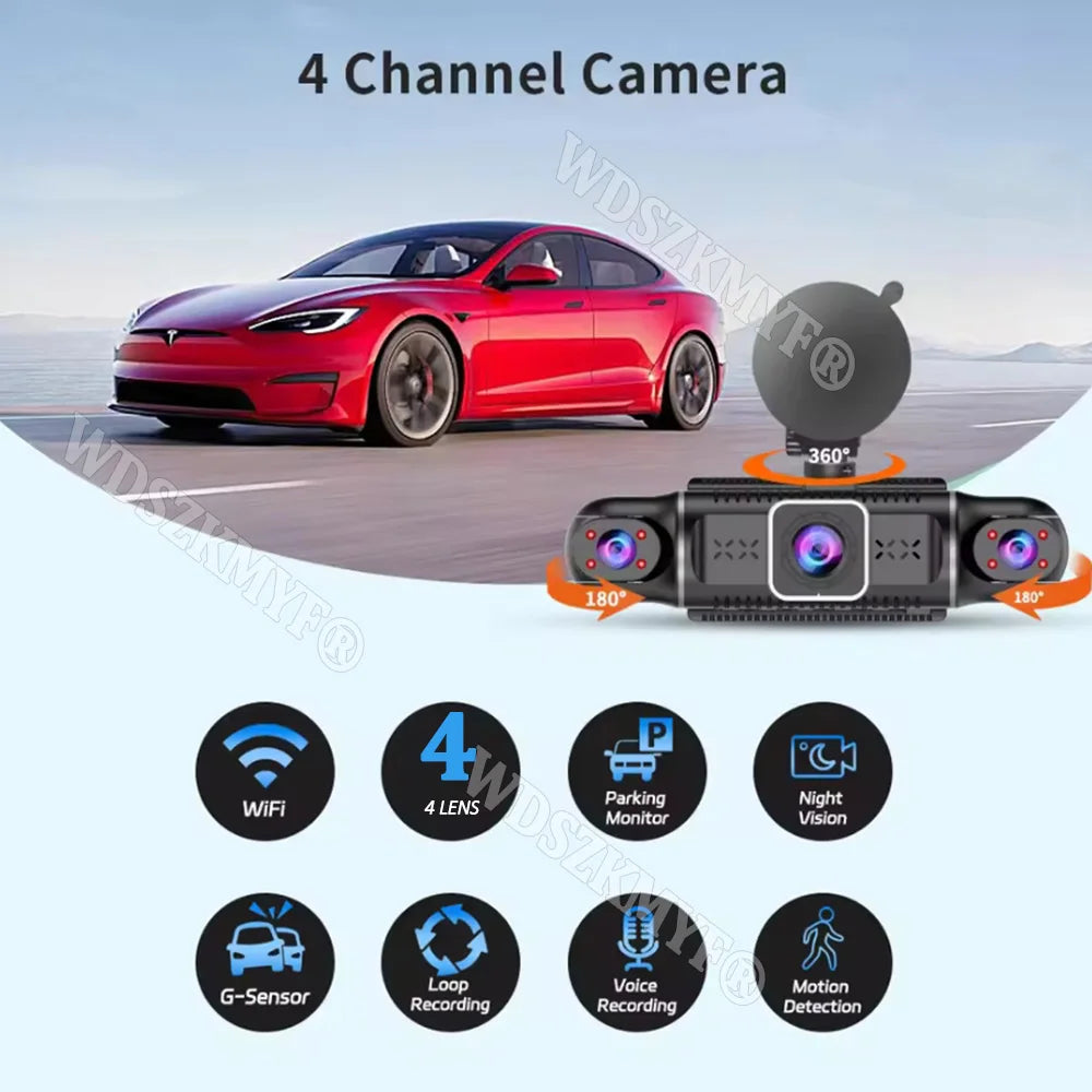 360 Degree 4Channel Car Dvr WIFI Video Recorder 1080P dashcam 24h Parking Monitor Rear View Camera Night Vision car recorder