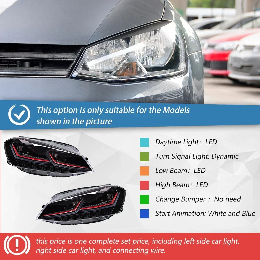 For VW Golf 7 MK7 2013-2021 Car Head Lights Lighting Assembly Upgrade Golf 7.5 LED Auto Headlight Lens Dynamic Turn Accessories