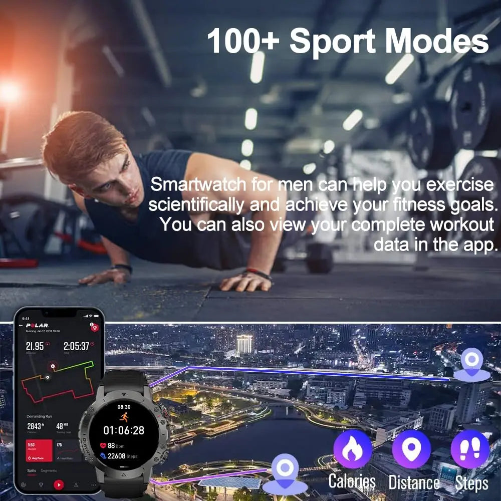 LEMFO Y7 Smart Watch Men 2024 IP68 Waterproof 100+ Sports Modes Bluetooth Call 360*360 Resolution HD Screen  Smartwatch for men