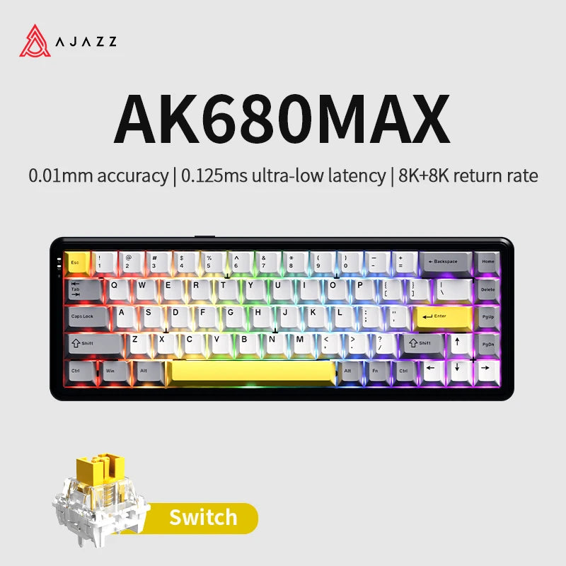 AJAZZ AK680MAX-wireless gaming keyboard, new hall effect switch, fast trigger magnetic keyboard, mechanical keyboard