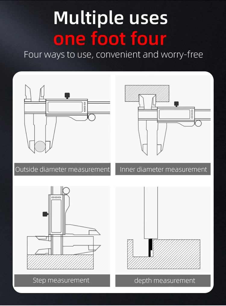 Digital Pachometer Metal Caliper Professional Vernier Caliber Measuring Tools Woodworking Thick Gauge Depth Electronic Ruler