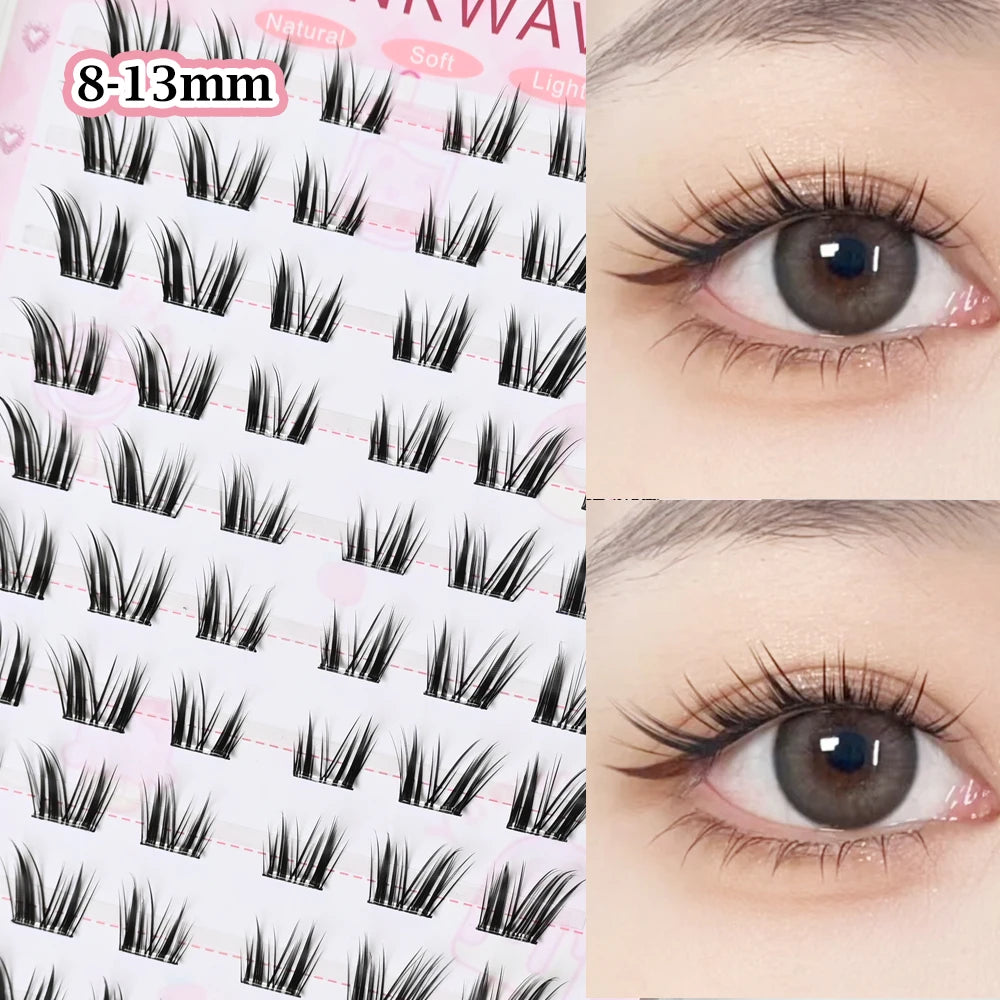 No Glue Needed Idol False Eyelashes Large Capacity 7-9mm Self Adhesive Eyelashes DIY Lash Extension Korean Makeup Cluster Lashes