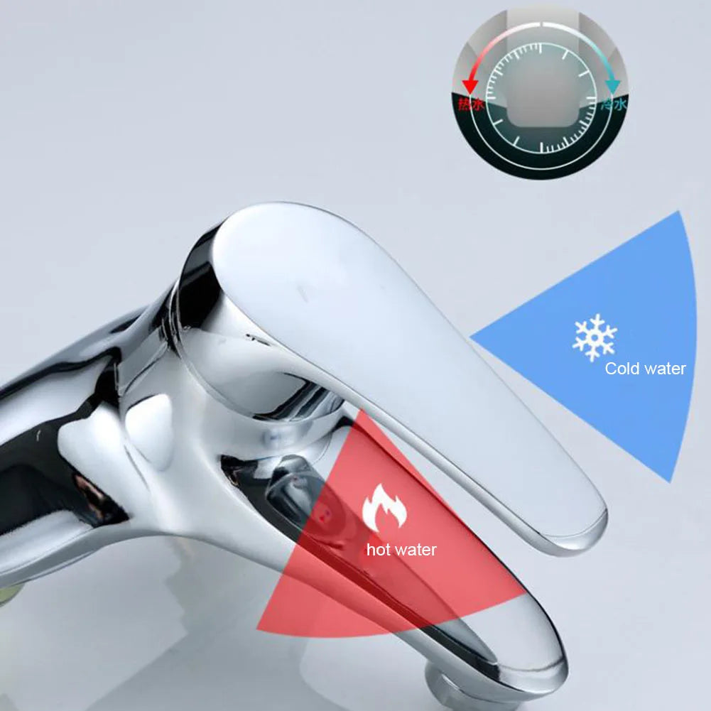 Bathroom Faucet Double-Hole Basin Hot And Cold Water Faucet For Toilet Kitchen Bathroom Plastic Steel Sink Mixer Tap