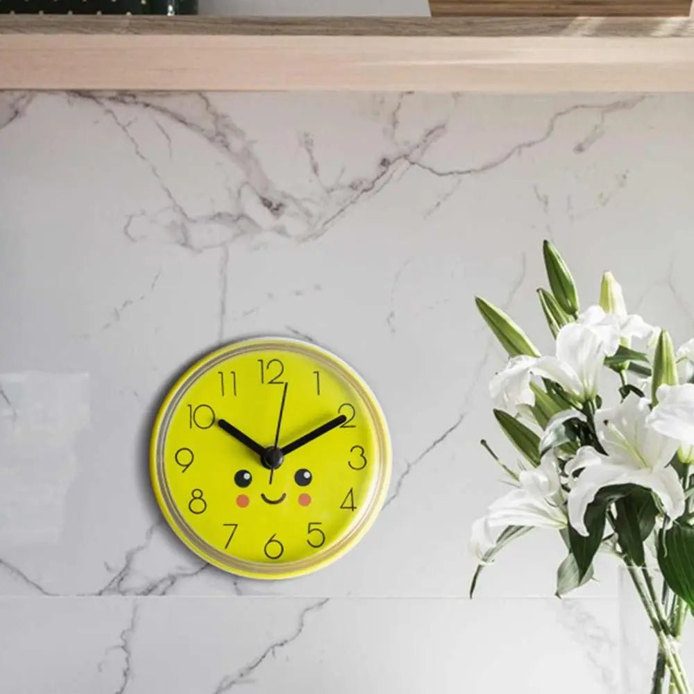 Mini Sucker Wall Clock Bathroom Anti-Fog Waterproof 7cm Kitchen Toilet Small Quartz Table Clock