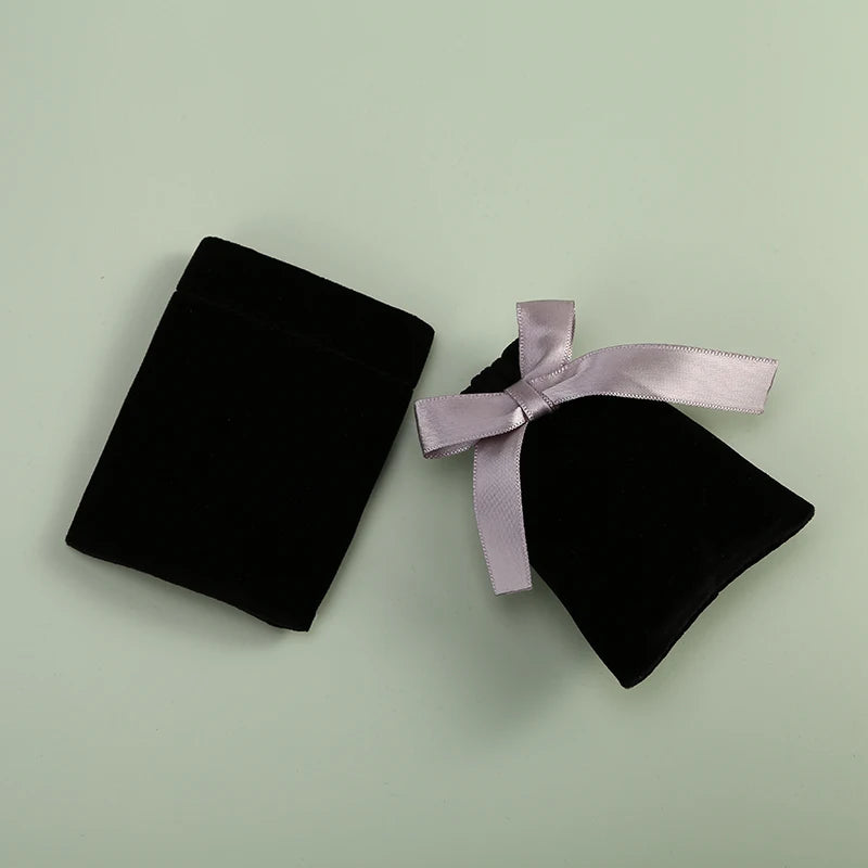 10pcs Bulk Jewelry Packaging Pouches Black Velvet Ribbon Drawstring Bags Luxury Earrings Rings Necklace Bracelet Storage Bags