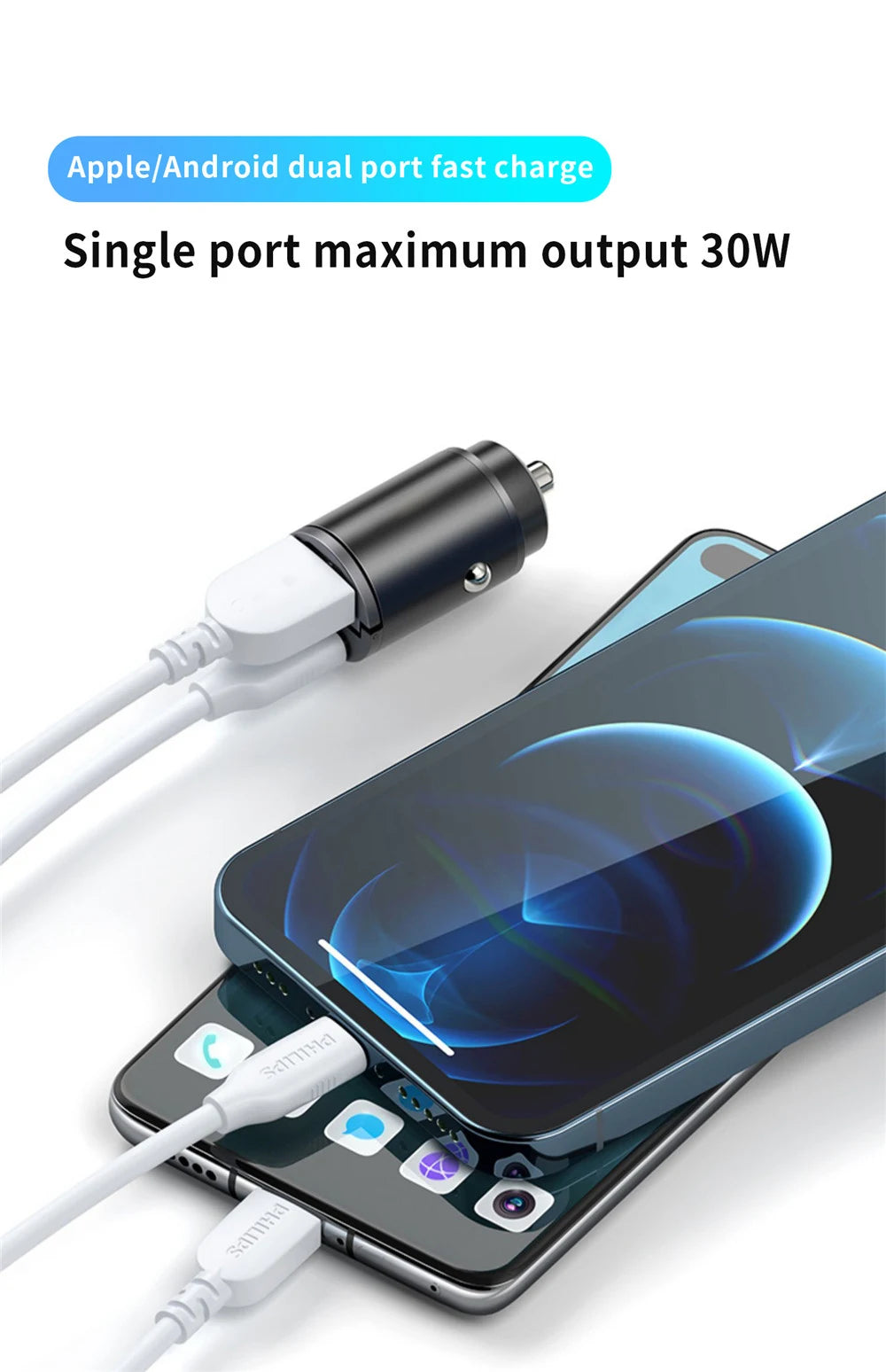 Mini 200W PD QC Pull Ring Fast Charging Car Charger USB C Car Phone Charger Adapter For iPhone 13 12 Xiaomi Samsung Huawei