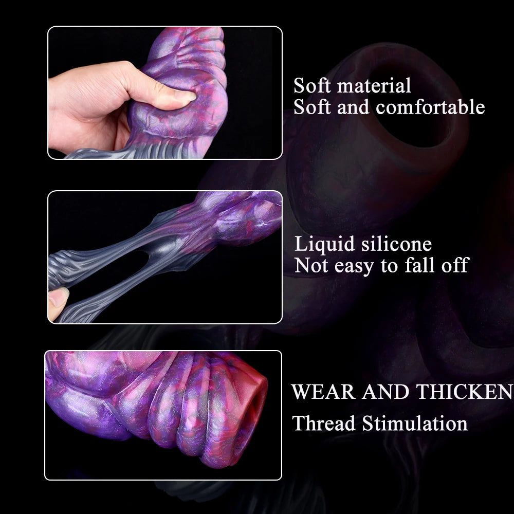NNSX Animal Penis Sleeve Enlargement with Big Knot Silicone Fantasy Cock Sheath Adults Male Sex Toys for Couples