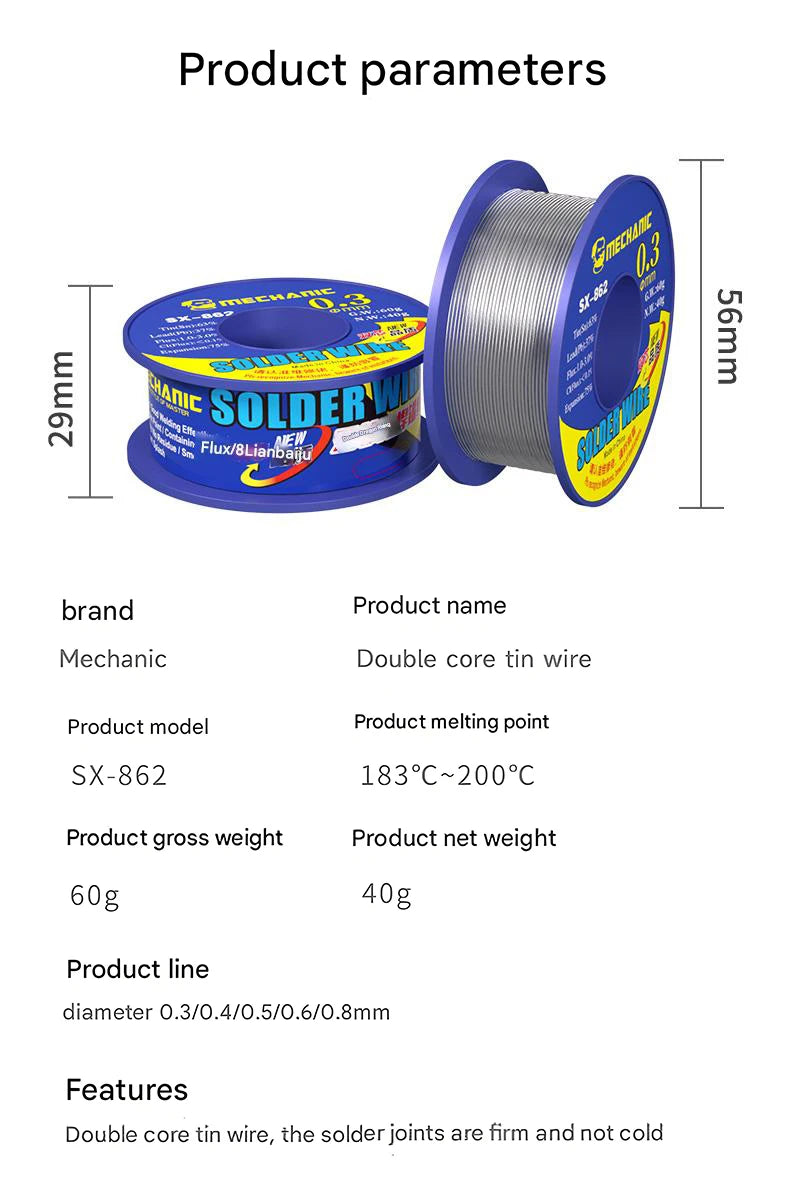 MECHANIC 60g flux SX-862 High temperature resistant for 0.3-1.8mm wire high purity environmental protection tin wire tools