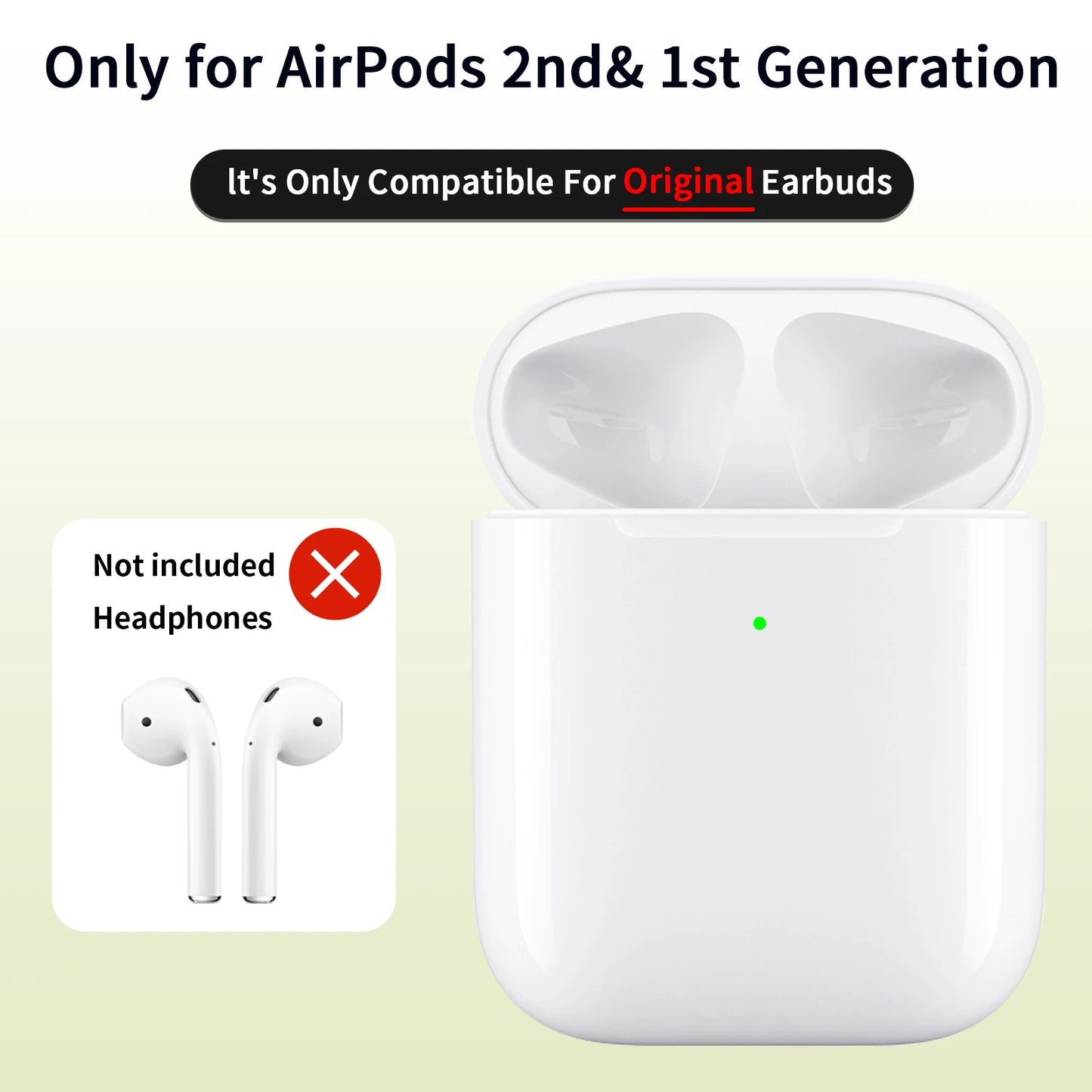 "Universal Replacement Charging Case Compatible with Apple AirPods 1/2 Official-Like F