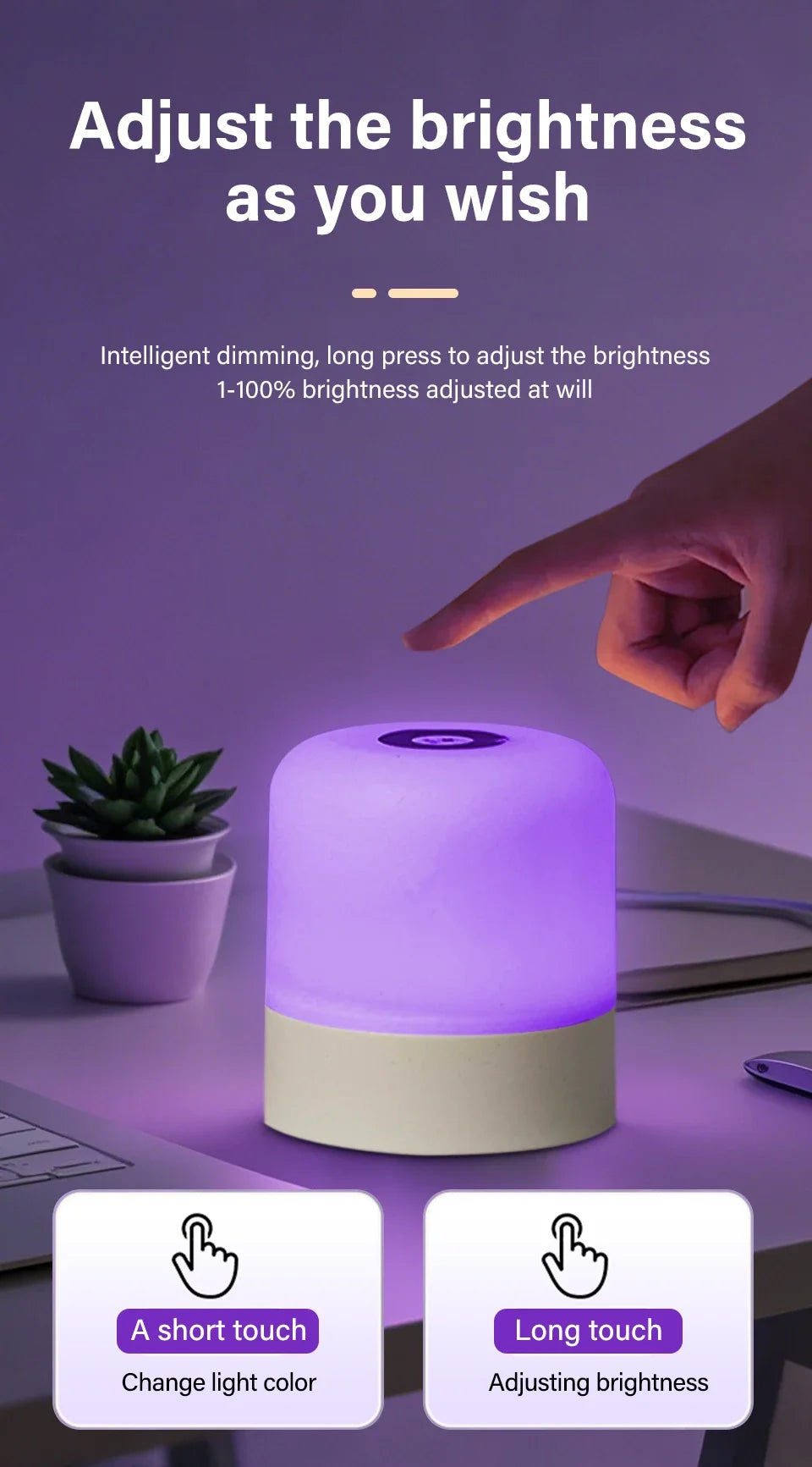 Touch Bedside Lamp Rechargeable RGB Night Light Remote Control Long Life Battery Bedroom LED Warm Desktop Decorative Lights