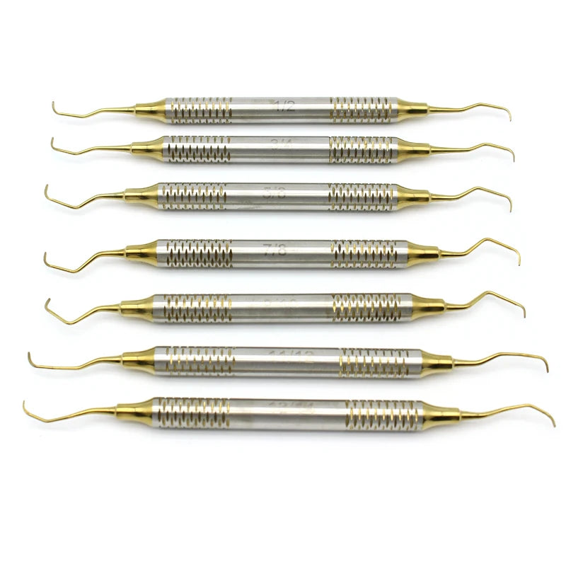 7Pcs/Set Dental Curettes Perio Scalers Gracey Curette Dental Teeth Scaler Oral Care Teeth Whitening Surgical Tool Set