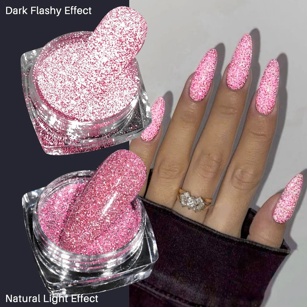 1g/Jar Reflective Diamond Nail Art Powder Holographic Sparkly Chrome Crystal Pigment DIY Manicure Crushed Drill Decorations *&