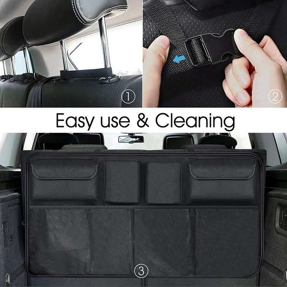 Car Organizer Auto Rear Seat Back Trunk Net Mesh Cargo Storage Bag Pocket Cover Stowing Tidying Interior Camping Accessories