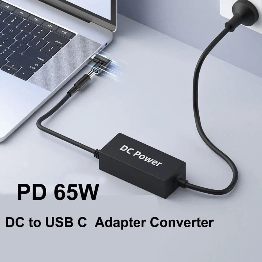 PD 65W Laptop Power Connector DC Jack Female to USB Type C Male Output Fast Charging Adapter for MacBook Tablet Switch Phone