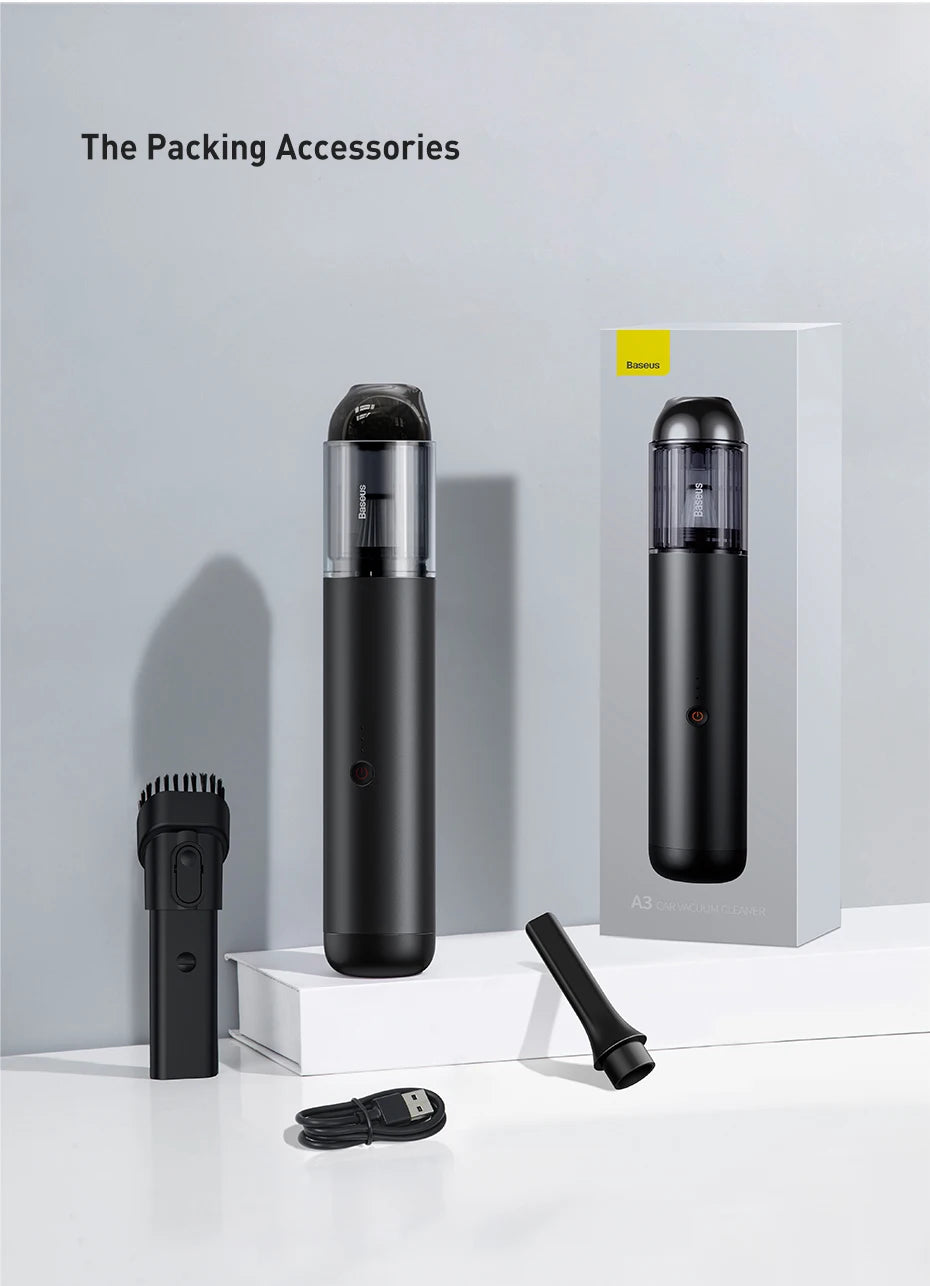 Baseus A3 15000Pa Car Vacuum Cleaner Wireless Cleaner Mini Portable Powerful Auto Vacuum Cleaner Air Blower W LED for Home Car
