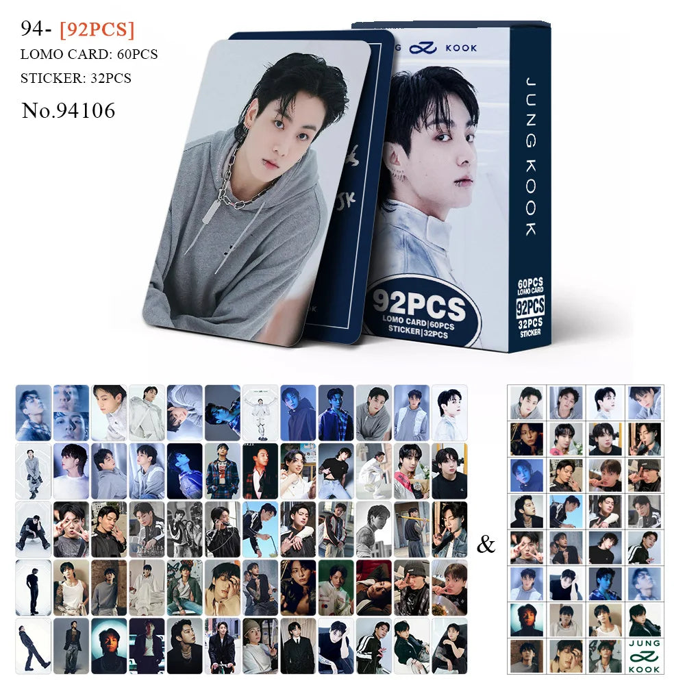 New 92 JUNGKOOK Solo Album GOLDEN Merchandise Photo Album Stickers JK Double-Sided LOMO Cards Celebrity Fan Gifts