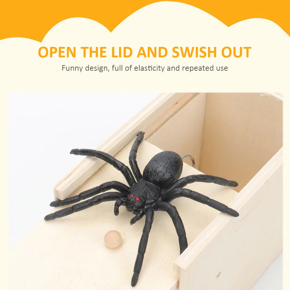Trick Spider Funny Scare Box Wooden Hidden Box Quality Prank Wooden Scare Box Fun Game Prank Trick Friend Office Toys