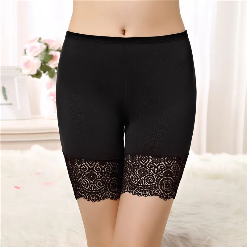 Plus Size Safety Shorts Women Summer Seamless Sexy Lace Anti Chafing Underskirt Boxers Female High Waist Underwear Panties 110KG