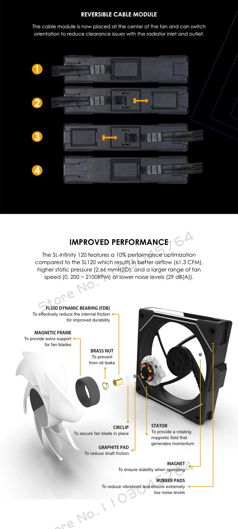 Lian Li Uni Fan SL-INF 120 Infinity Mirror Case Radiator Fan Cableless Gen.3th 12cm Watercooler Forward/ Reversed Blade