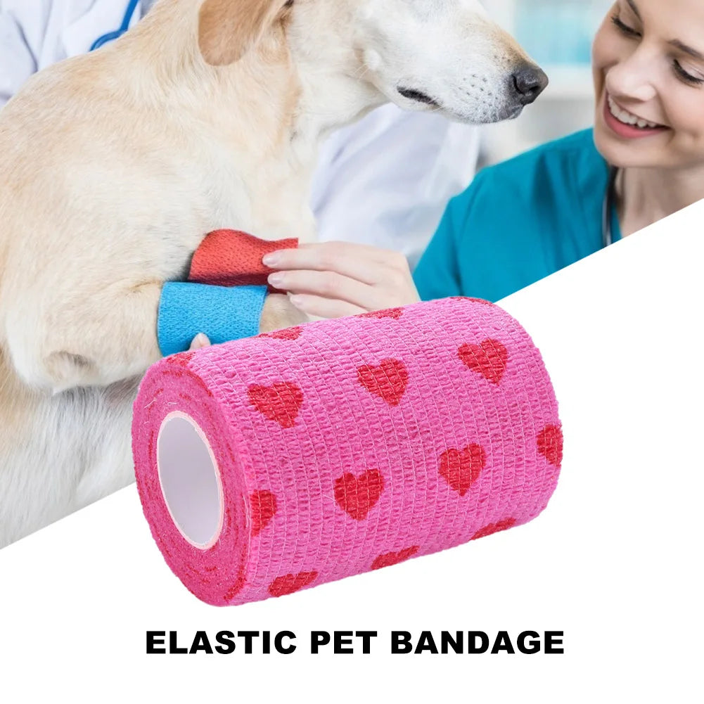 Pet Dog Cat Medical Breathable Elastic Bandage Non-woven Pet Self Adherent Wound Outdoor Retractable Sports Tape Dog Accessories