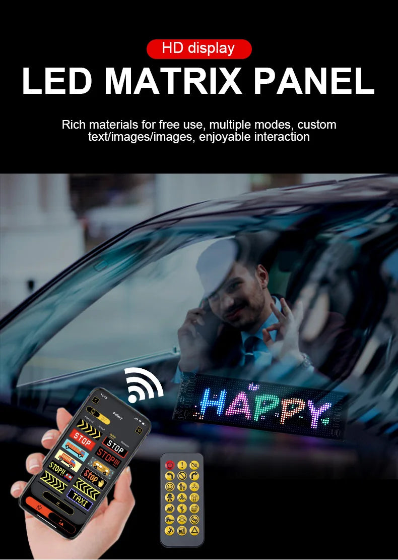 LED Matrix Pixel Panel USB 5V Flexible Addressable RGB Pattern Graffiti Scrolling Text Animation Display Car Shop Bluetooth APP