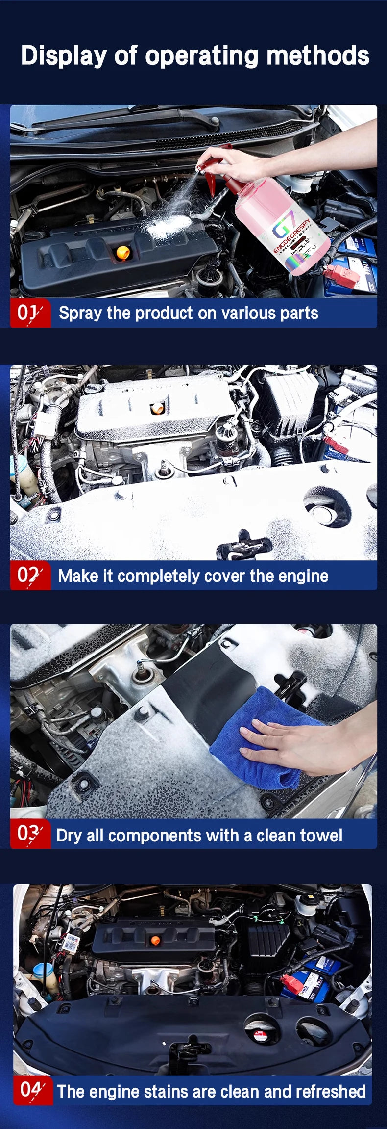 Car Engine Bay Cleaner Powerful Decontamination Cleaning Product For Engine Compartment Car Cleaning Product G7 ENGDEGRESPY