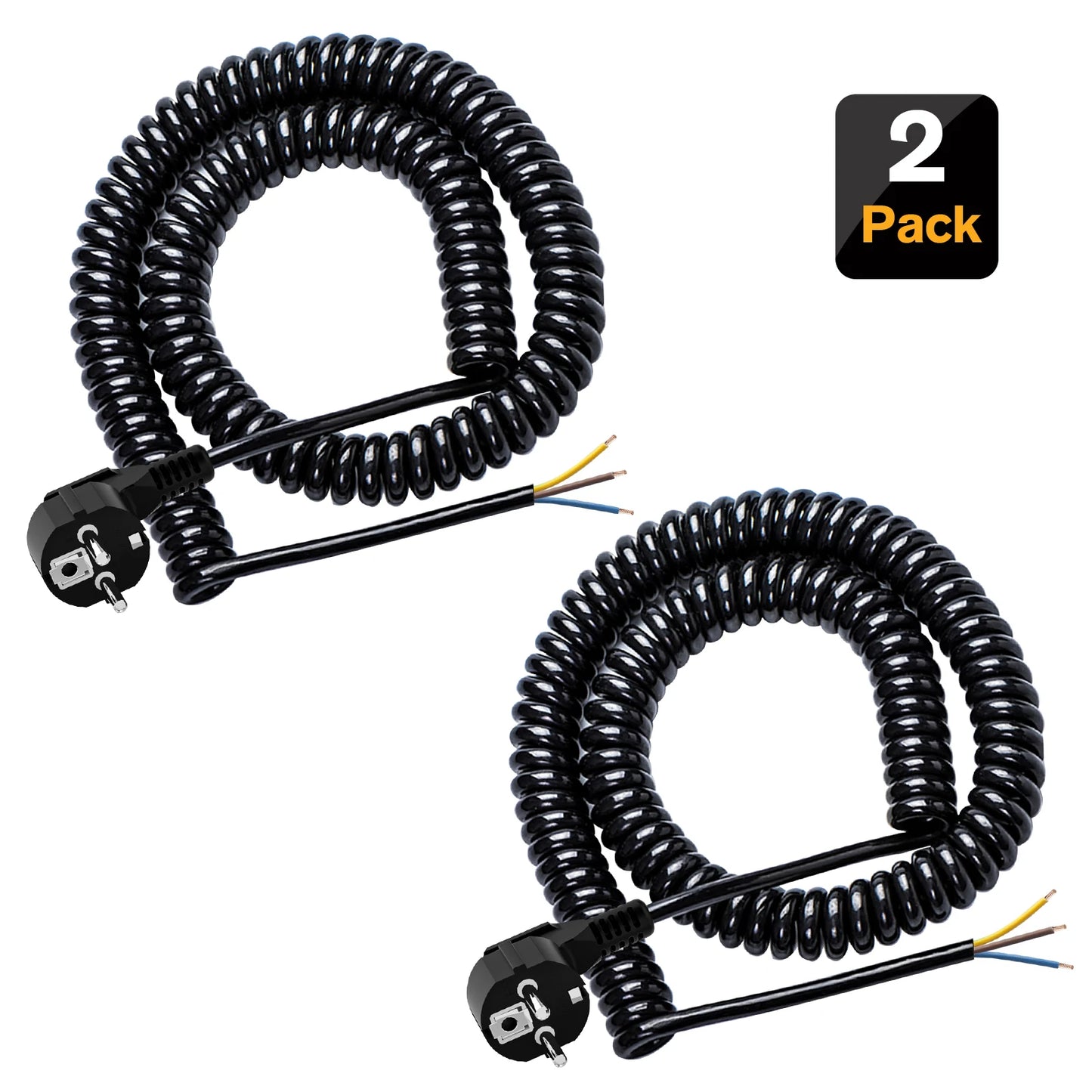 2/3/5 m Euro gauge Replaceable coil cable 250V 16A ground contact male plug end 6cm extension cord for electrical appliances