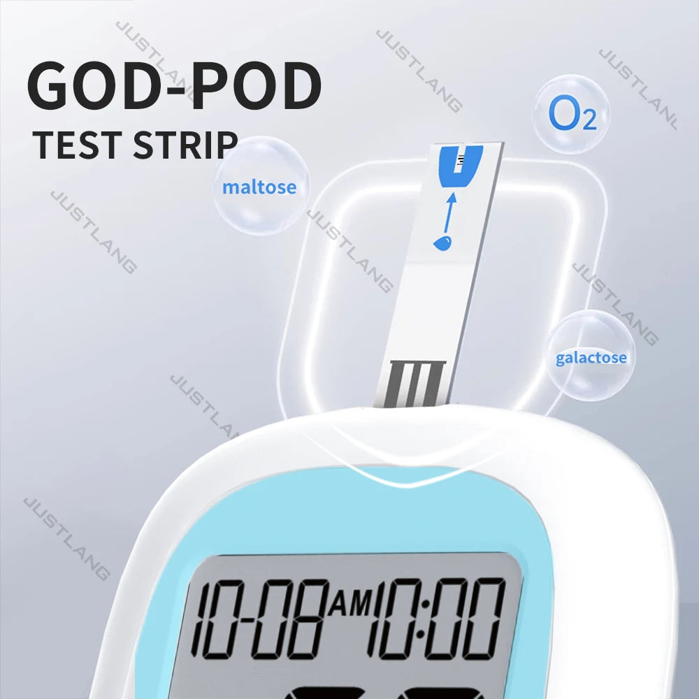 JUSTLANG Medical Glucometer 50/10 SET Blood Glucose Meter Mmol/L Mg/dl Glucometro for Diabetes Sugar Test Strips Lancets