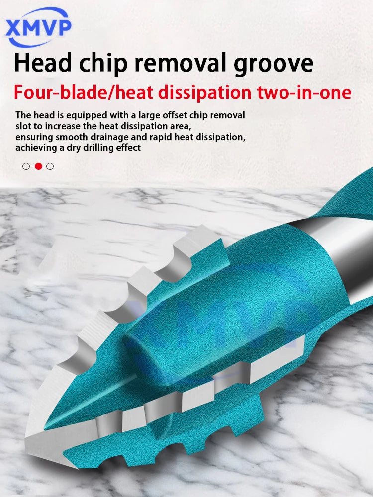 Four-edge serrated eccentric drill bit, high-hardness tile drilling, concrete Nemesis, super-hard special electric drill