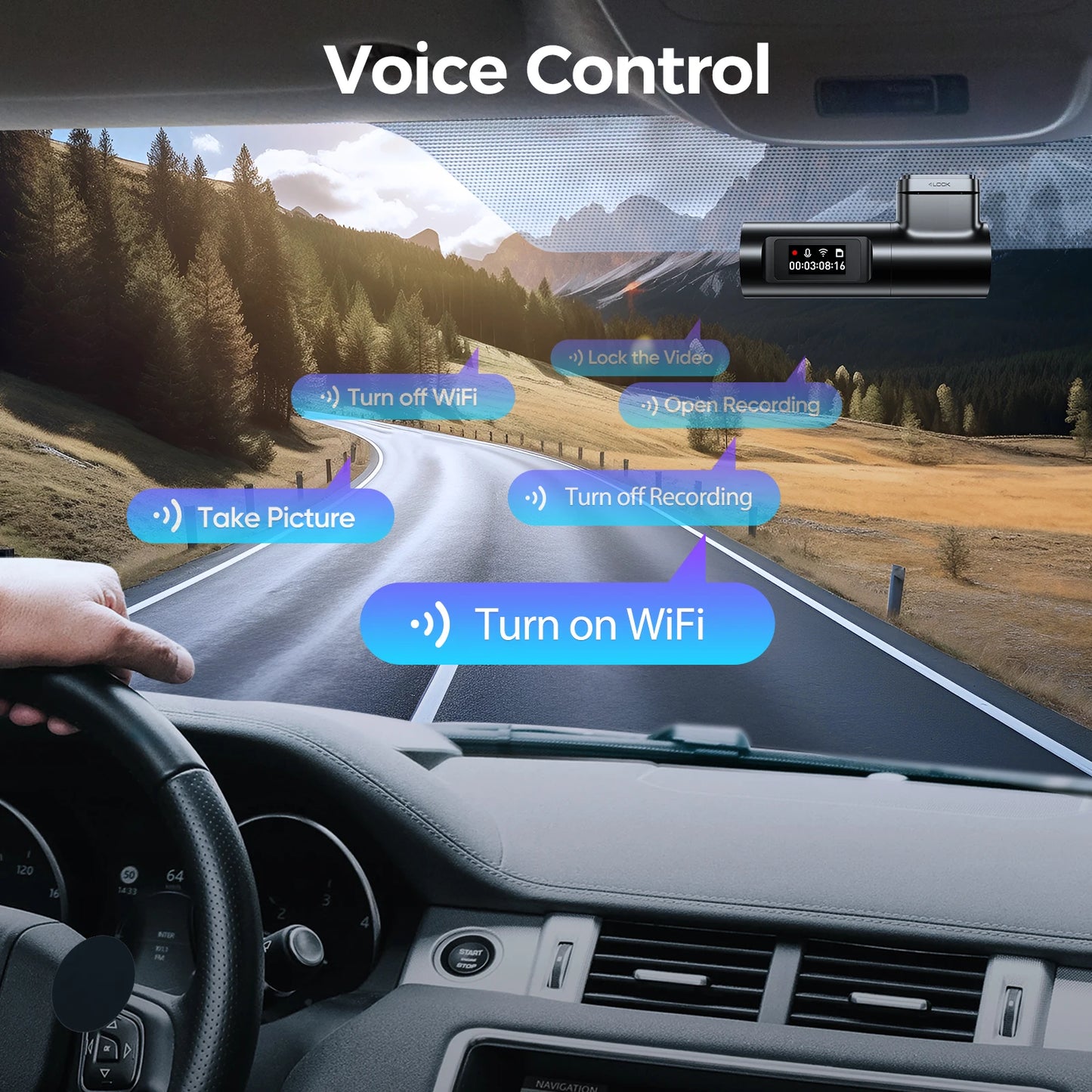 LINGDU Dash Cam D100 3K Dash Car Camera Built-in GPS Wi-Fi 24H Parking Motion Car Camera Night Vision Car DVR EN Voice Control