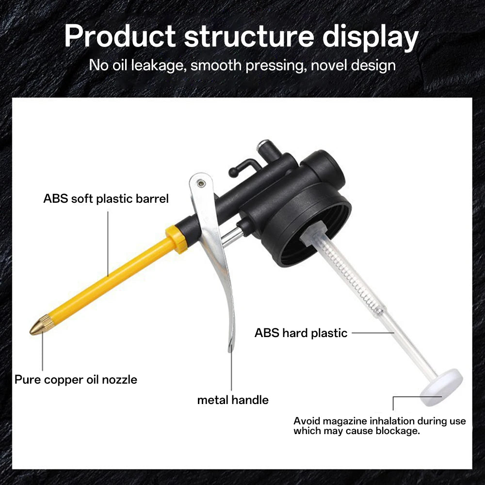 250ml transparent high-pressure Oil Cans Oiler Grease Guns butter hose manual high-pressure pump oiler grease gun