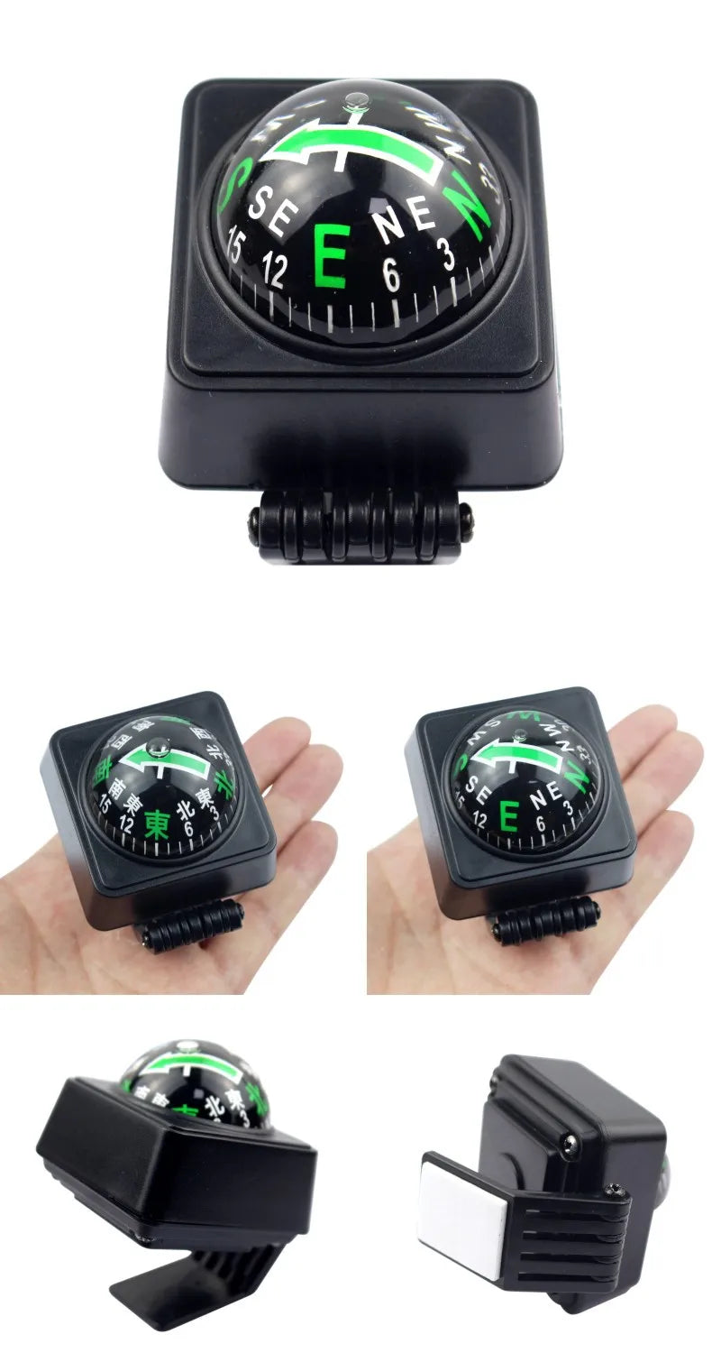 Outdoor Outing Car Guide Ball Self-driving Tour Compass with Thermometer Car Interior Decoration Accessories