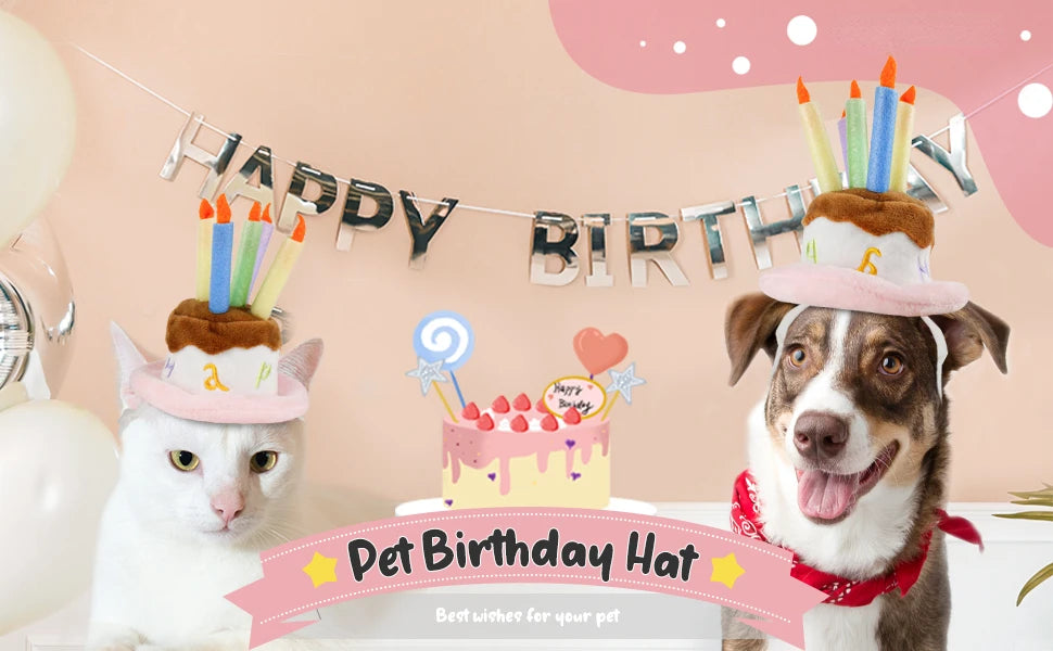 Pet Puppy & Cat Birthday Cake Hat,Holiday Pet Costume Cat Birthday Hat Small Dog Birthday Cake Hat Dog Birthday Party Supplies
