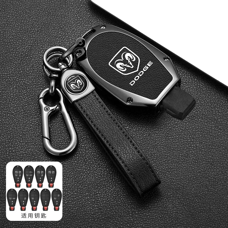 Leather+TPU Car Remote Key Case Cover Shell For Dodge Durango Magnum Journey Ram Challenger Charger Protector Holder Accessories