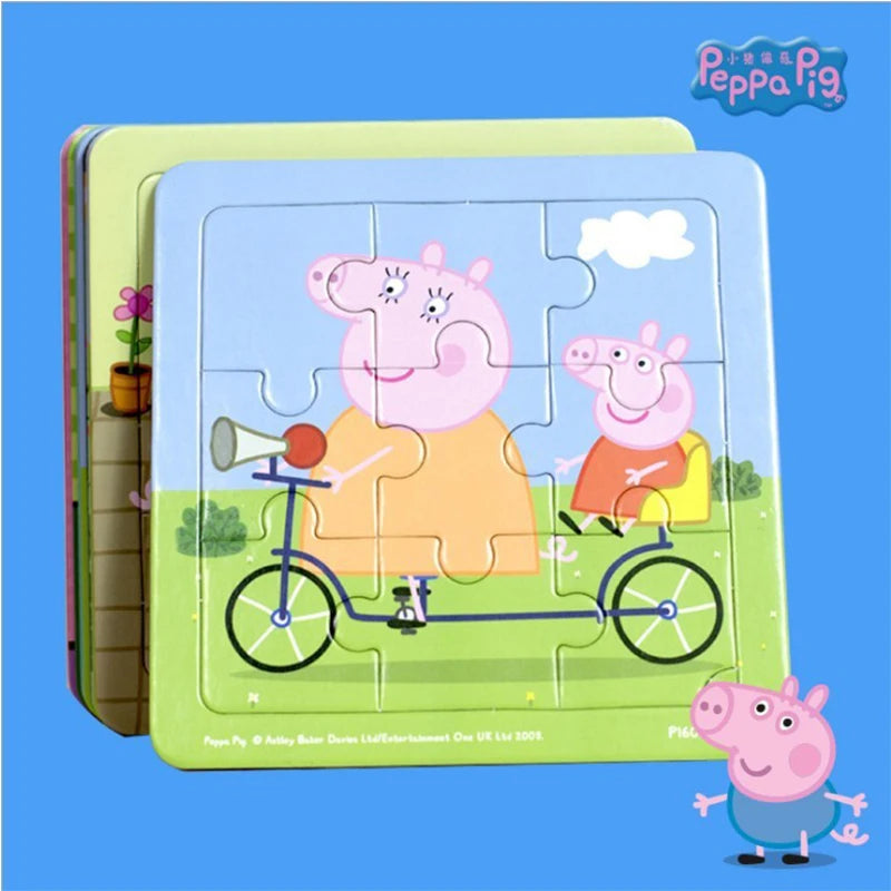 Peppa Pig Puzzle Early Education Puzzle Kindergarten Paper Building Block Thinking Cartoon Model Toy Action Doll Children Gifts