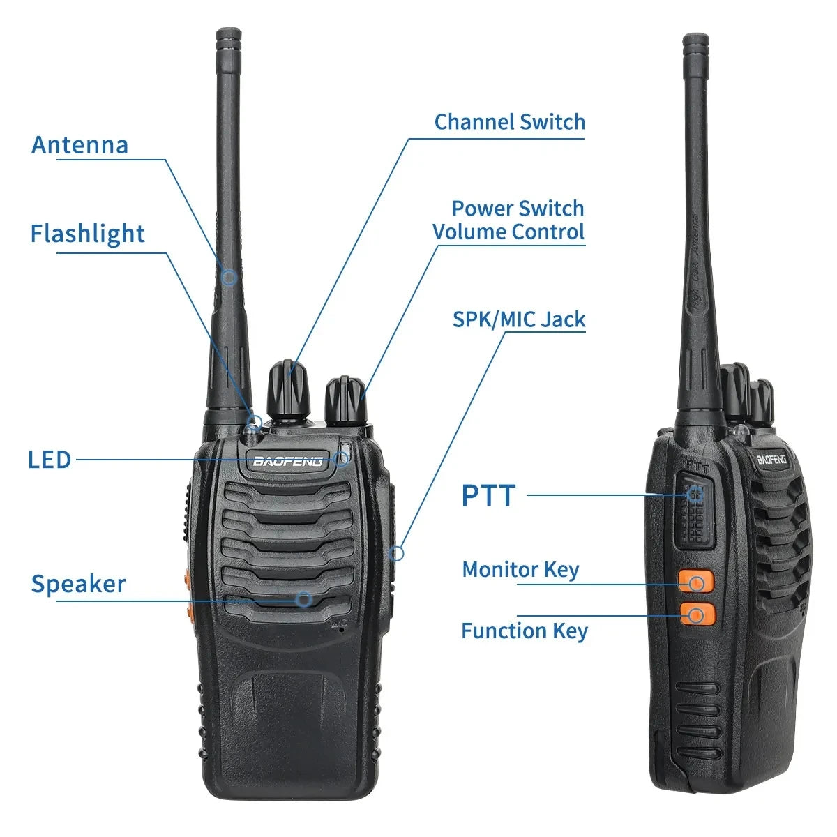 1/2 PCS Baofeng BF 888S Walkie Talkie UHF 400 470MHz 888s Long Range Two Way Ham Radios Transceiver for Hunting Hotel