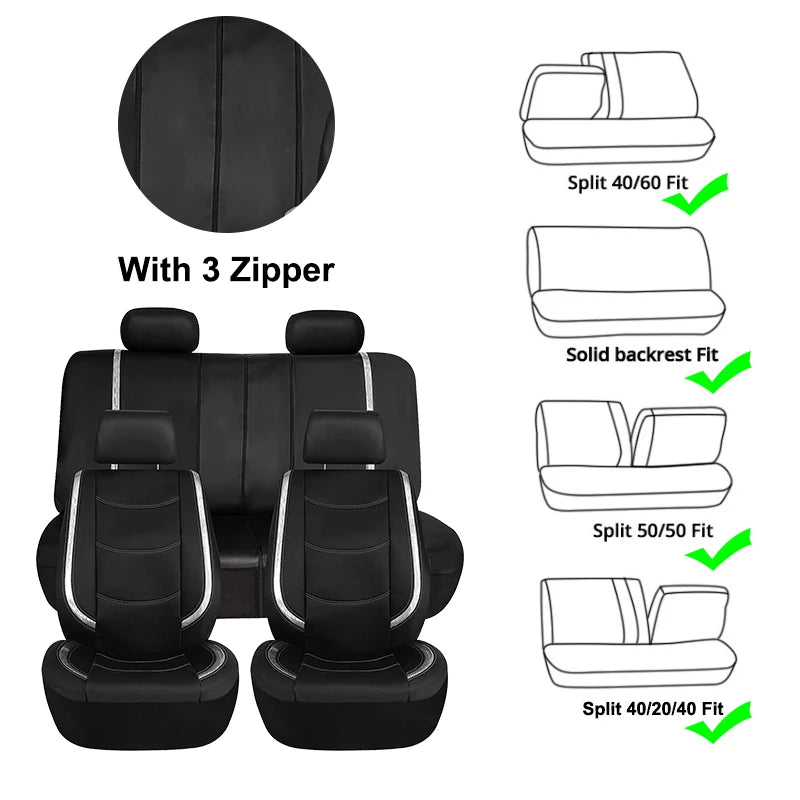 AUTOPLUS Universal Car Seat Covers Artificial Leather Bright Sheet With 3 Zipper Car Accessories Interior Seat Cushion Protector