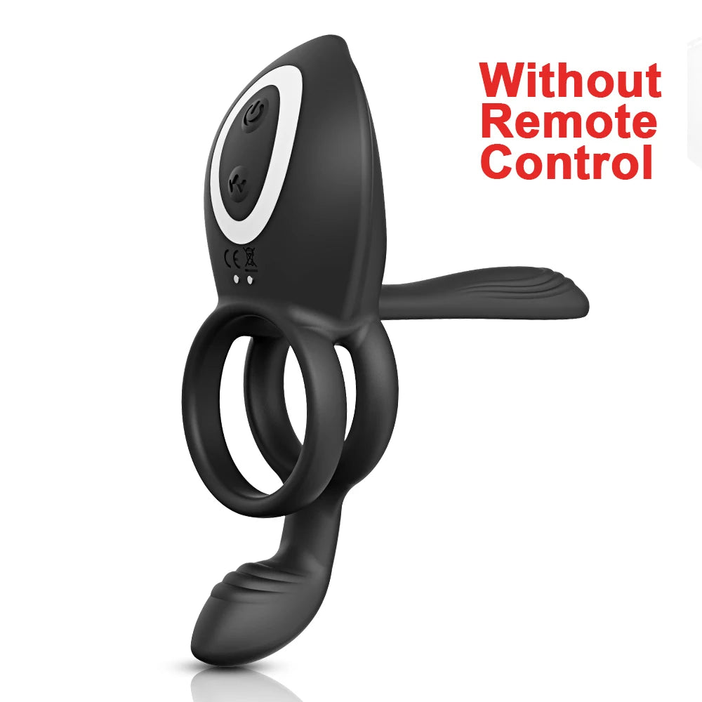 Vibrating Cock Ring for Men Remote Control Penis Ring Ejaculation Delay Chastity Cage Clitoris Stimulation Sex Toy for Couples