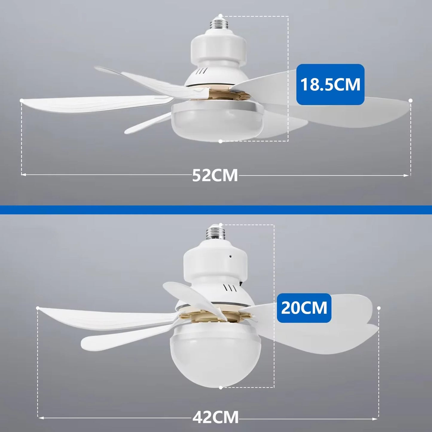 LED 30W ceiling fan light E27 with remote control for dimming, suitable for living room, study, household use, 85-265V
