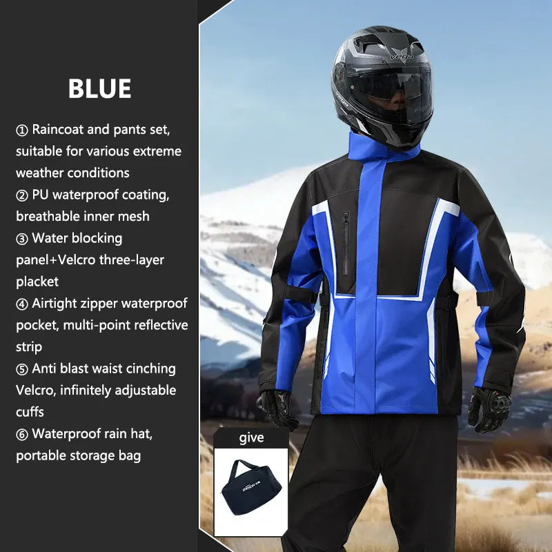 Motorcycle Raincoat Men Women Waterproof Motorcycle Rider Raincoat Suit Moto Raincoat Rain Coat Jacket Pants Biker Rain Set